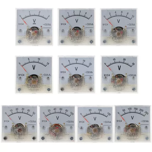 91C4 DC Voltmeter Analog Panel Voltage Meter Mechanical Pointer Type 3-250VSJ JW