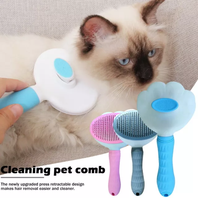 Pet Grooming  Slicker Brush Massage Dog Cat Self-Cleaning Hair Remover Comb