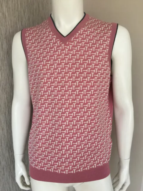 Ted Baker Golf Débardeur / Gilet Laine Merino Tommas T-Shirt Motif Taille To 4 2