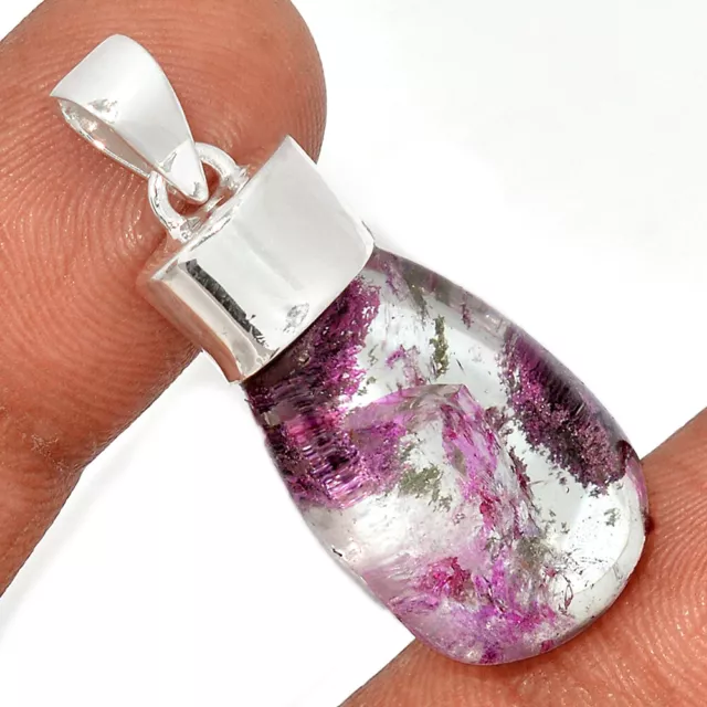 Treated Purple Ghost Phantom Lodolite 925 Silver Pendant Jewelry CP23633