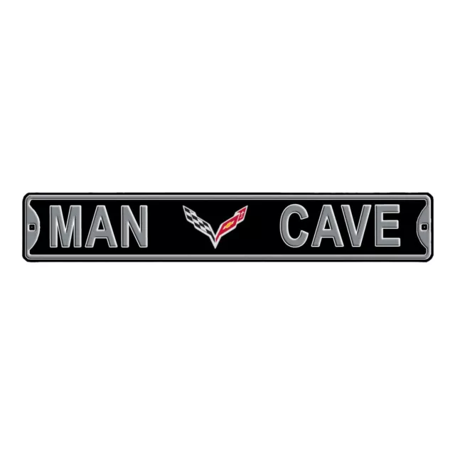 Man Cave Metal Street Sign BLACK with Logo 36 x 6