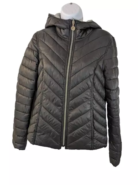 Nautica, Women's Packable Down Jacket, Reversible, Black And Grey, Size S