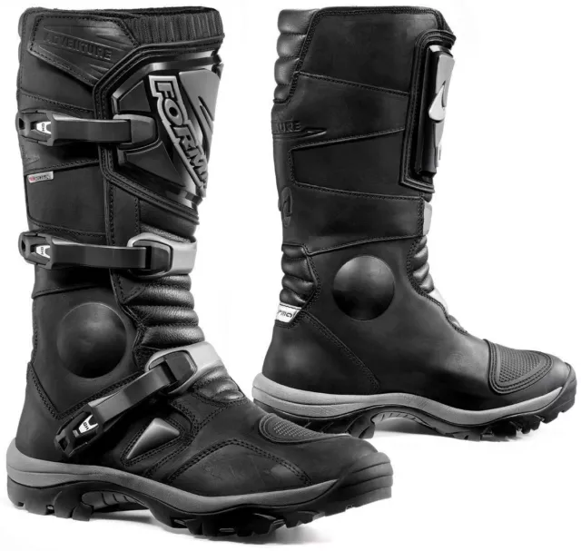 Stivali Boots Moto Pelle Impermeabili Forma Adventure Dry Black Adventure Tg 45