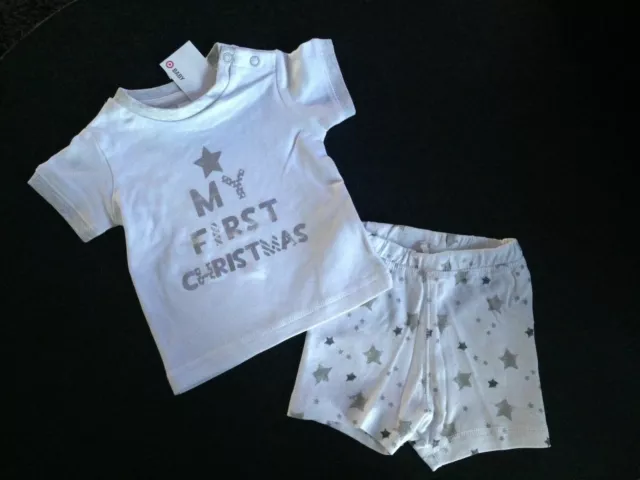 Baby Girls Boys size 000 MY FIRST CHRISTMAS summer pyjamas NEW pjs Cotton 995