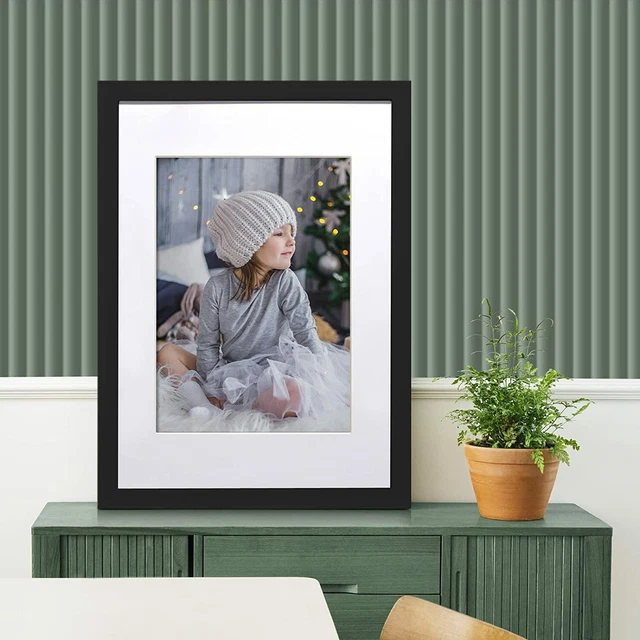 BLACK PICTURE FRAME White Photo Frame (With White Mount) A1 A2 A3 A4
