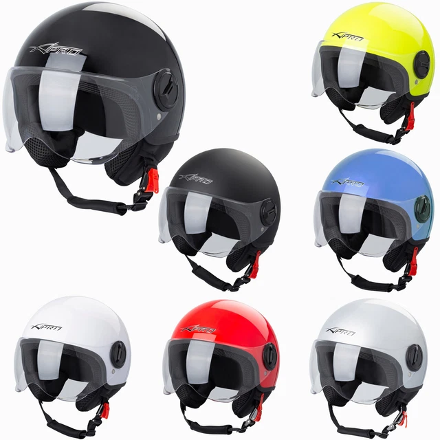 Casque Moto Scooter Demi Jet Visor Ouvert ECE 22-06 Rouge Taille L