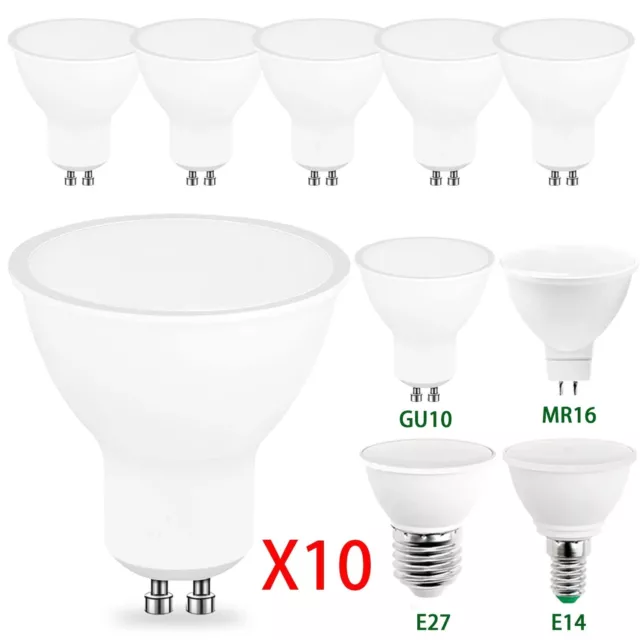 Ampoule LED GU10, E14, MR16, GU5.3, 6W, 220V, Spot, 10 Pièces.