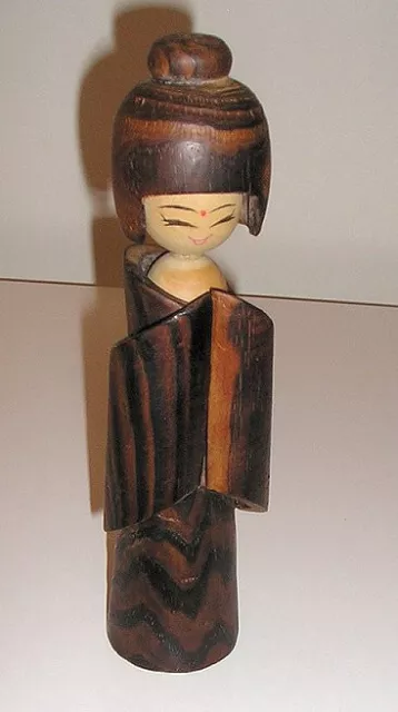 Vintage Accentuated Dark Timber Large  Geisha Kokeshi Doll