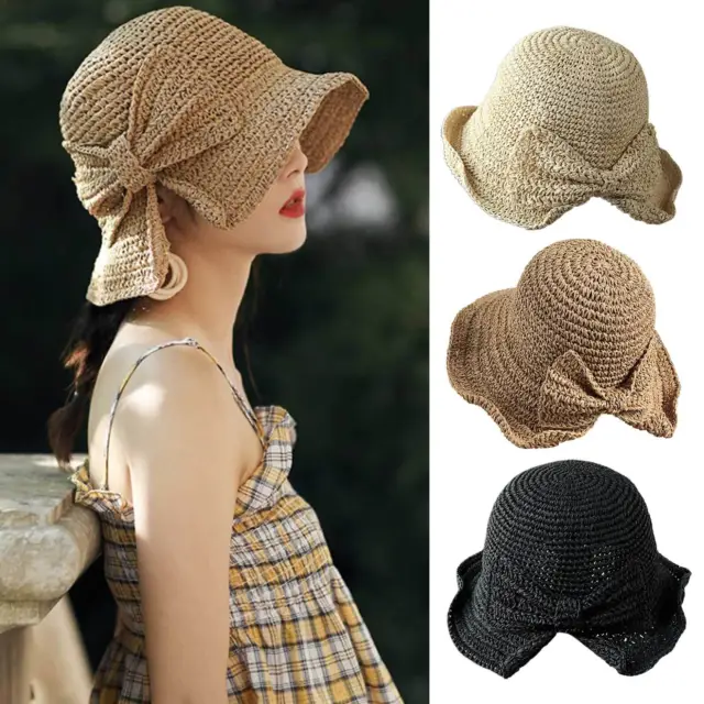 BUCKET HAT WITH Bow Skin-friendly Wide Brim Hat Handmade $19.28