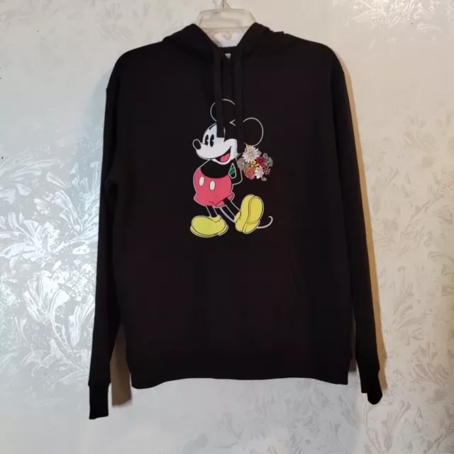 Disney Mickey Mouse Womens Sweatshirt  Pullover Black Hoodie Size Large