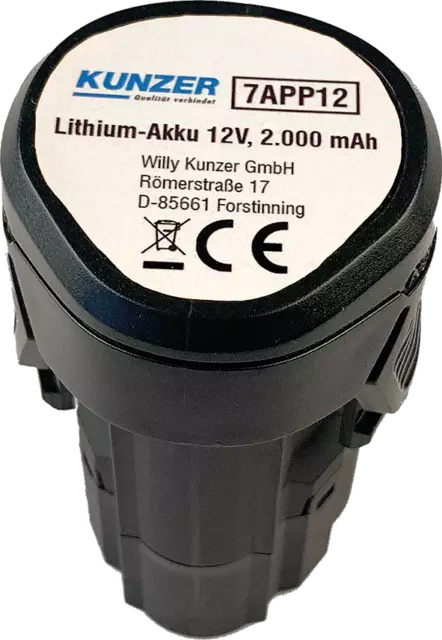 Kunzer Batterie au Lithium 12V pour 7AFS02, 7AKN38, 7ABS38, 7AM S01 Et 7APM08