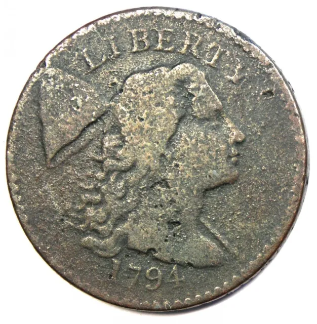 1794 Liberty Cap Large Cent 1C Coin S-51 - Fine / VF Details - Rare Variety!