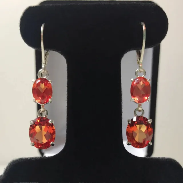 9ctw Orange Padparadscha Sapphire Earrings jewelry Gift Wife Orange Sapphire