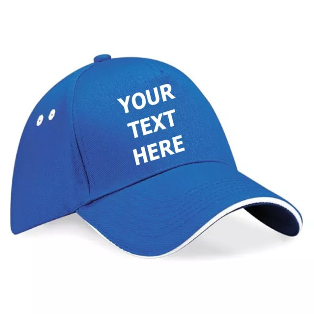 Personalised Embroidered Baseball Cap Contrast Custom Printed Hat Mens Ladies