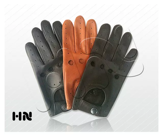 Mens Driving Gloves Classic Slim Fit Genuine Leather Chauffeur Fashion Motorbike