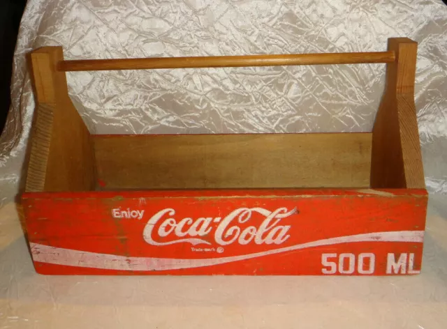 Vintage Coca Cola Wood Caddy Carrier 1970's