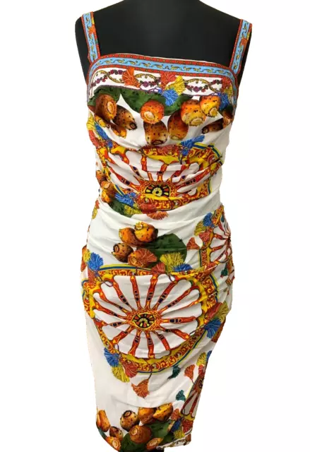 Dolce and Gabbana D&G Floral wheel print ruched Dress IT44 UK12 US8 EU38