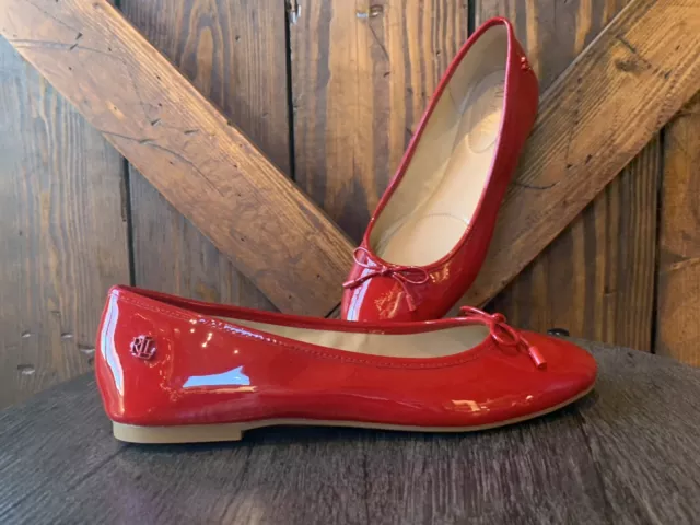 Lauren Ralph Lauren (Jayna) Red Leather Shoes - Women's Flats Size 7B