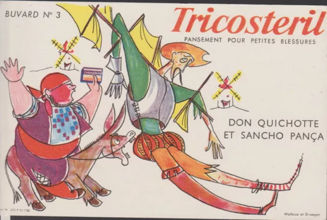 Buvard Publicitaire N°3 Tricosteril/Pansement- Don Quichotte Et Sancho Panca