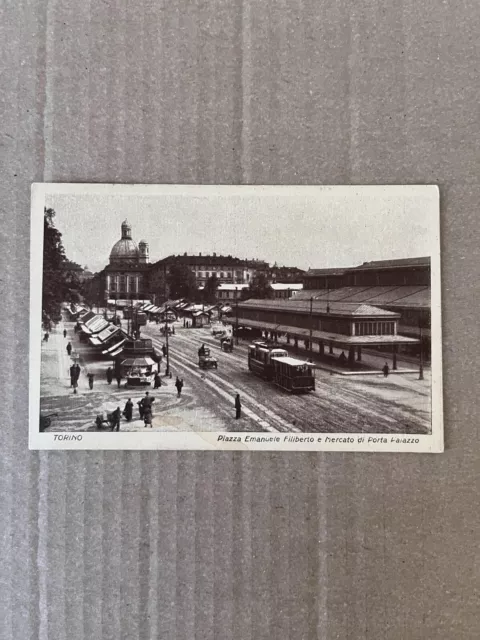 Cartolina Torino -Piazza Emanuele Filiberto E Mercato Porta Palazzo  Tram Doppio