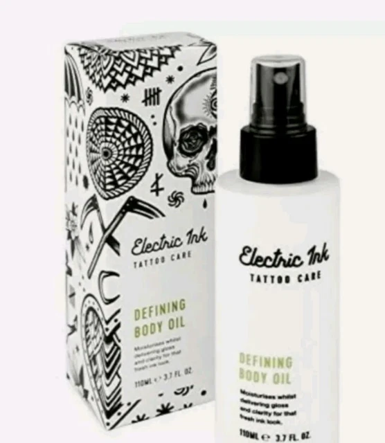 2 aceites corporales que definen el cuidado del tatuaje con tinta eléctrica 110 ml.