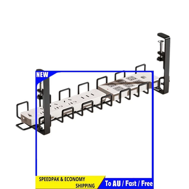 UNDER DESK CABLE Tray - Socket Cord Rack Cable Management (58cm Black ...