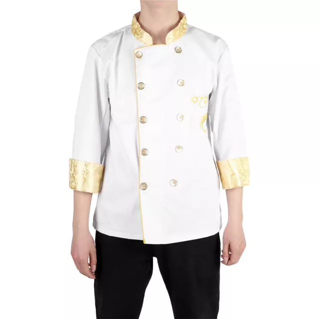 Chinese Style Chef's Uniform Jacket Long Sleeve Chef Coat For Men Women(L) SD