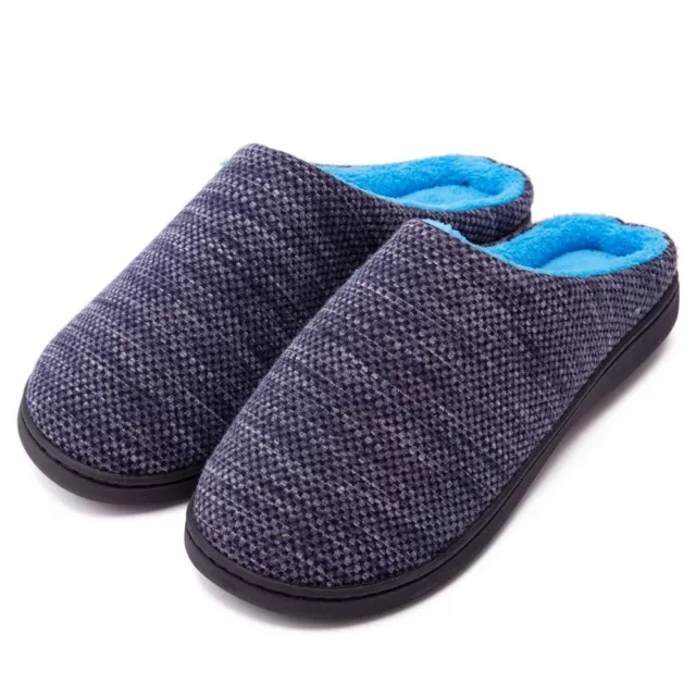 Mens Slippers Memory Foam Soft Plush Fleece Lined Slip on Indoor House Shoes