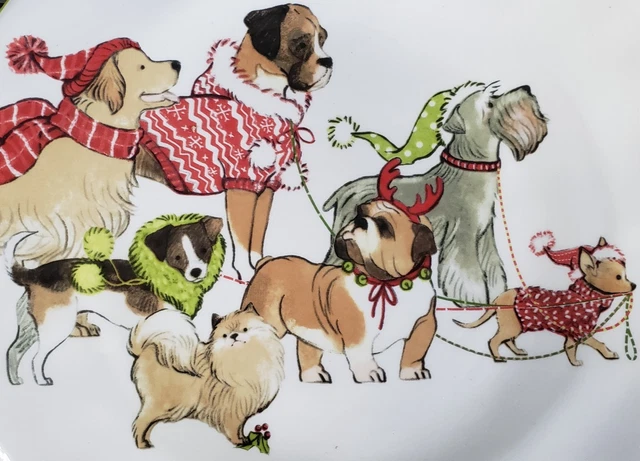 PIER PARK Avenue Puppies Holiday Winter Set of Salad Dessert