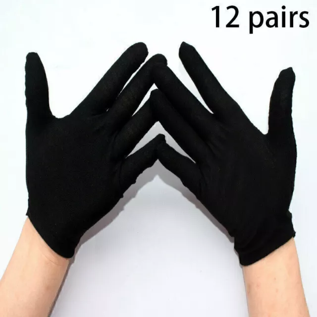 12 Paar Baumwollhandschuhe Schwarz Handschuhe Stoff Arbeitshandschuhe Unive V8Z1