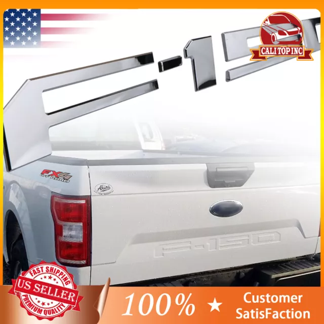 Gloss Chrome 3D Raised Tailgate Inserts Letters Emblem Badge for 2018-2020 F150