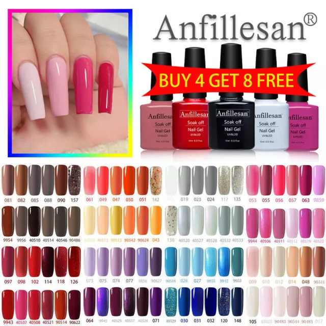 Anfillesan 12 Colours Series Glitter Gel Nail Polish Soak Off Nails Gel Varnish