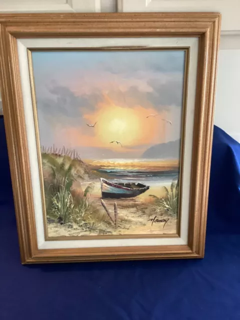 VTG  Oil Painting Sescape Signed H. Gailey  17x22 wood framed