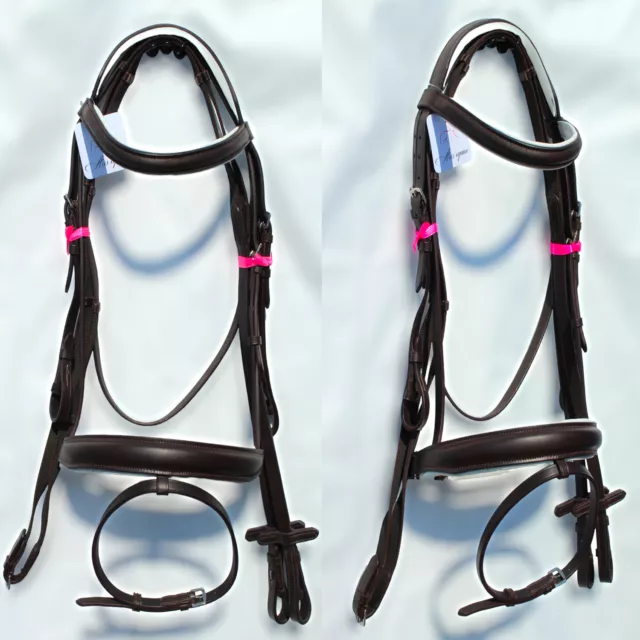 Leather Comfort Horse Bridle Padded With Flash And Free Rubber Reins Brown Color