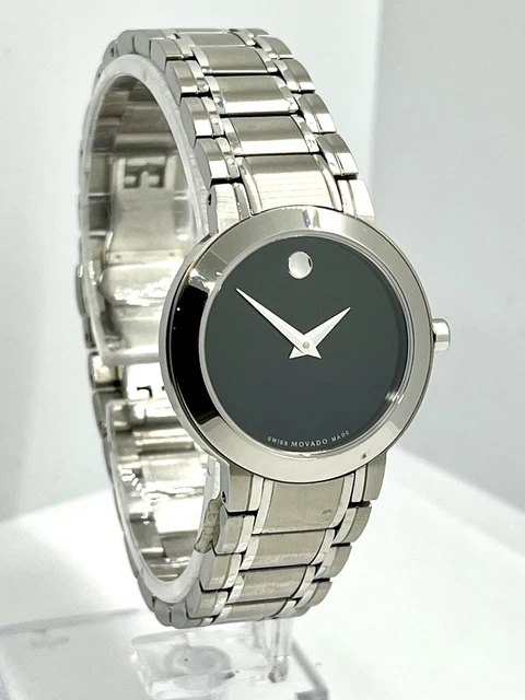 Movado Women's Stiri Silver Stainless Steel Black Dial 28mm Watch 0606192