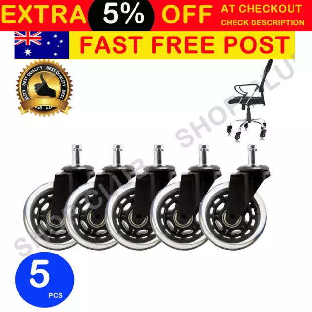 3" Rollerblade Office Chair Wheels Replacement Rolling Casters (Set of 5) Black