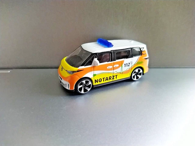 Majorette Volkswagen ID Buzz - Voiture Miniature 1:64 - Jaune/Blanc - Avec Carte Collectionneur - Pour Enfants Dès 3 Ans