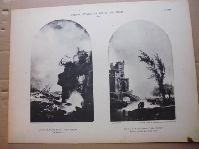 Gravure Marine Paysage: Le naufrage--château  en ruine  Par : HUBERT ROBERT
