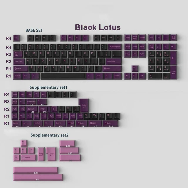 DIY Black Lotus Keycap Cherry Profile 167 Key ABS DOUBLE SHOT for Cherry MX