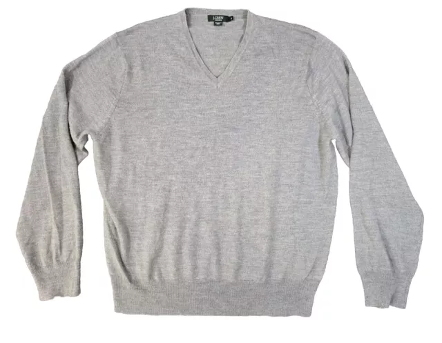 J. Crew 100% Merino Wool Sweater V-Neck Pullover Grey- Sz XL