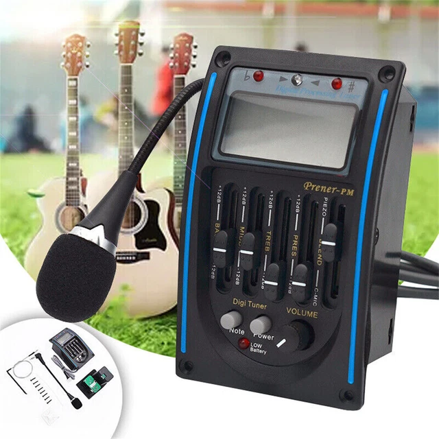 METAL ACOUSTIC 5BAND Guitar Preamp EQ Equalizer Piezo Pickup LCD Tuner