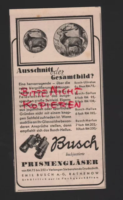 RATHENOW, Werbung 1939, Emil Busch AG Optische Industrie Busch Prismengläser