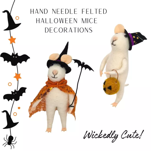 Halloween Handmade  Felt White Mouse Mice Animal Decorations - Cute Spooky Decor