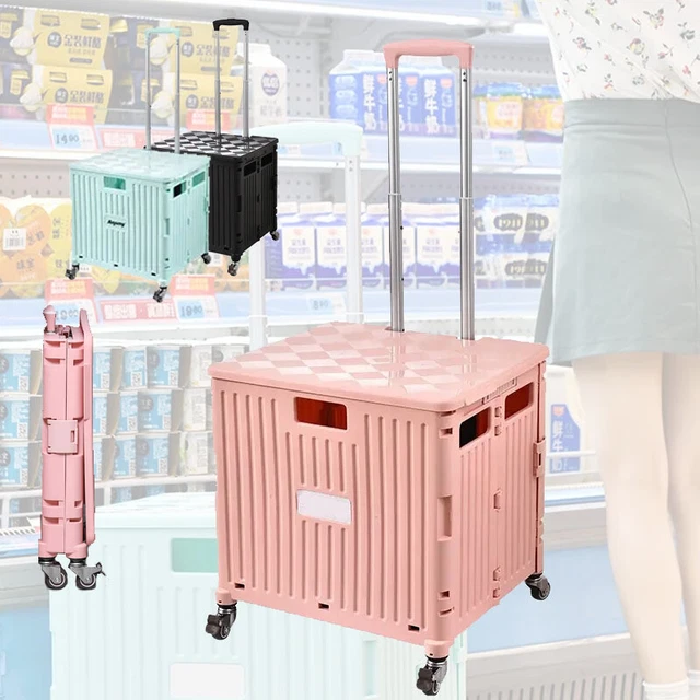 Foldable Shopping Cart Trolley Basket Rolling Folding Grocery Portable
