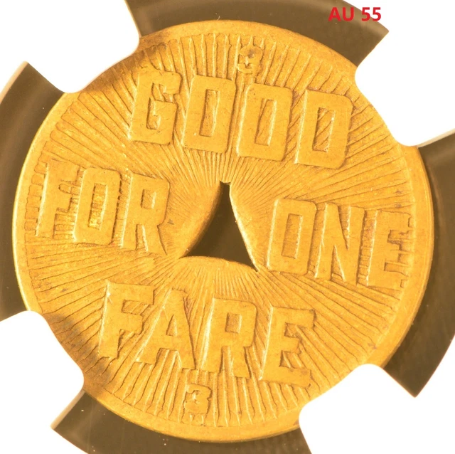 1922 PITTSBURGH PA ATWOOD-765Z PITTSBURGH RAILWAYS CO.Brass Coin NGC AU 55