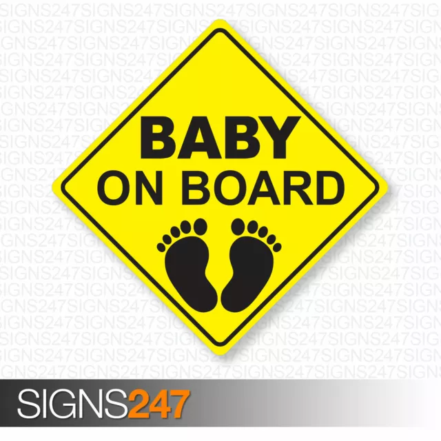 BABY ON BOARD STICKER Yellow Car Window Sticker Children Adhesive Decal Safety