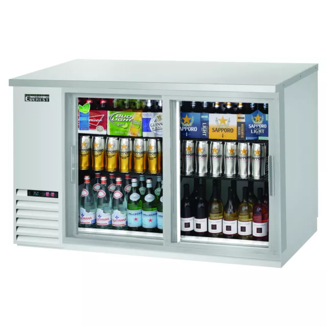 Everest EBB59G-SD-SS 57" Two Section Back Bar Cooler with Glass Door, 17.0 cu...