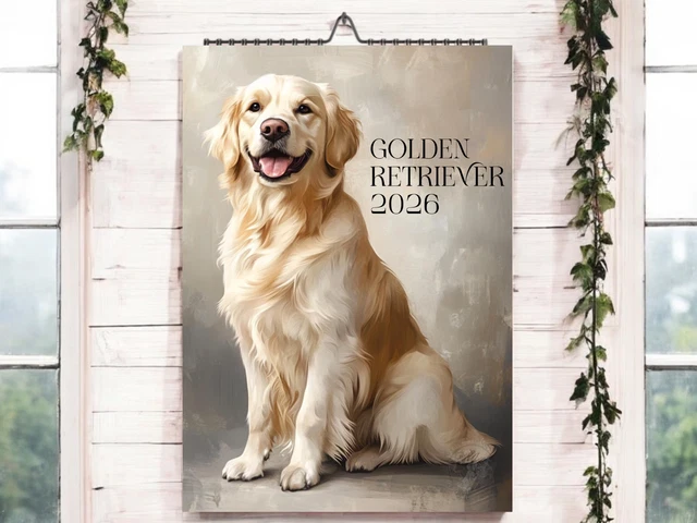 Golden Retriever Slim 2026 Calendar | Slimline Wall Calendar | Dog Breed Gift | Plastic Free Packaging | By Avonside Publishing : Avonside Publishing Ltd - View #12