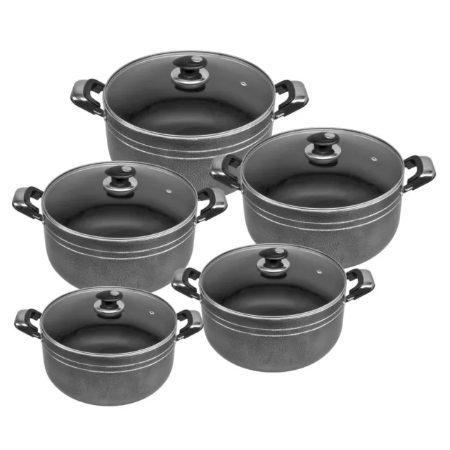 5pc  NonStick Ceramic Cast Stock pot Deep Casserole Set Cooking Pot 20cm to 28cm