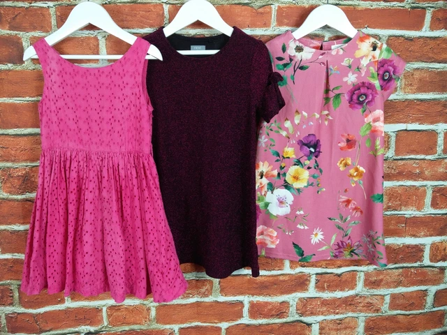 Pacchetto Ragazze Età 4-5 Anni Next M&S Floreale Rosa Scintillante Abiti 110Cm